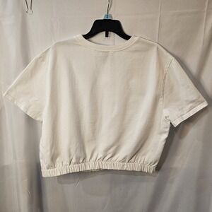 White Wild Fable Womens Crop Top Elastic Waist Y2K Boxy Summer Vibes